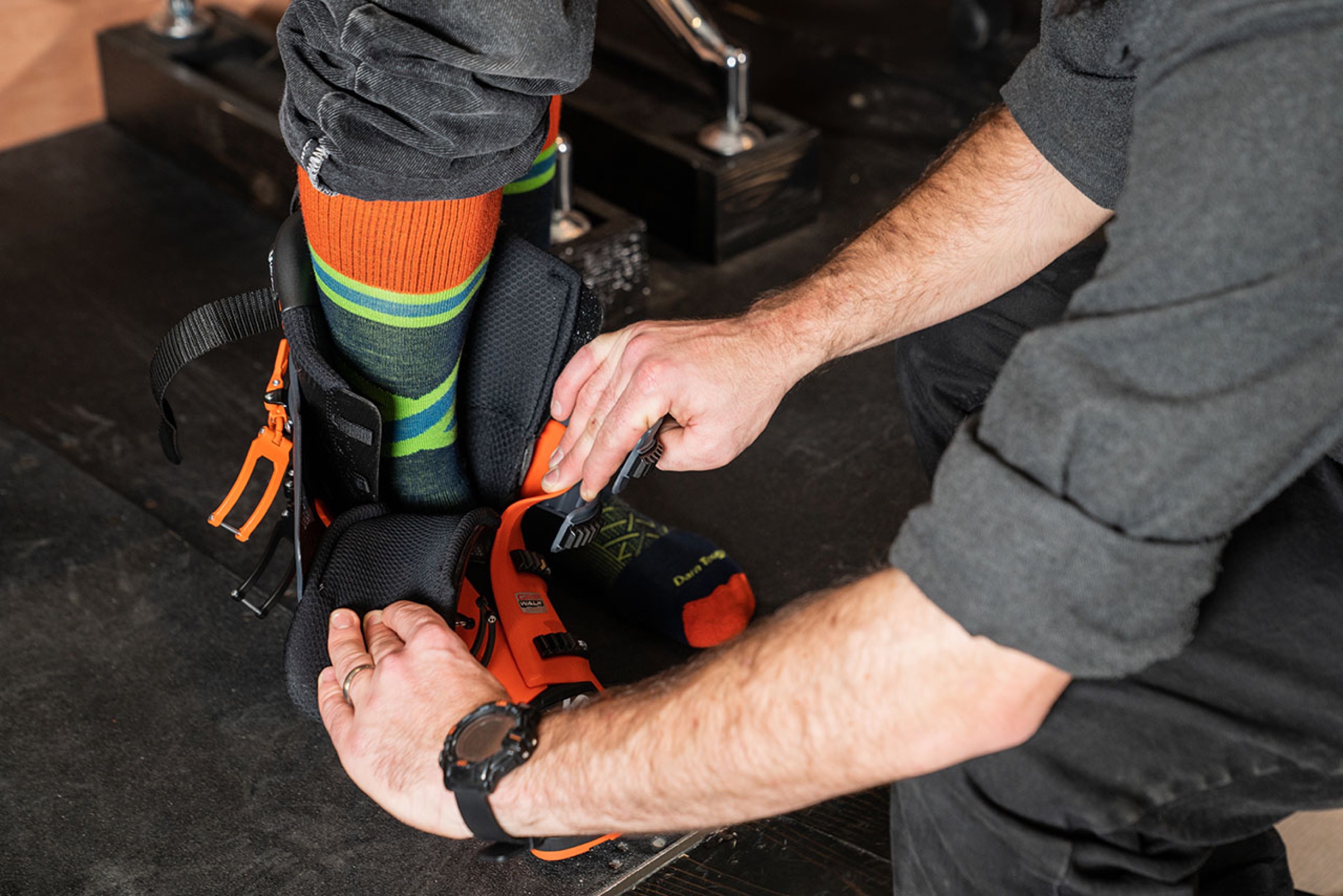 Bootfitting van een skischoen
