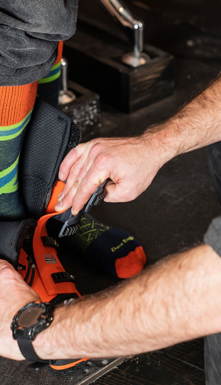 Bootfitting van een skischoen